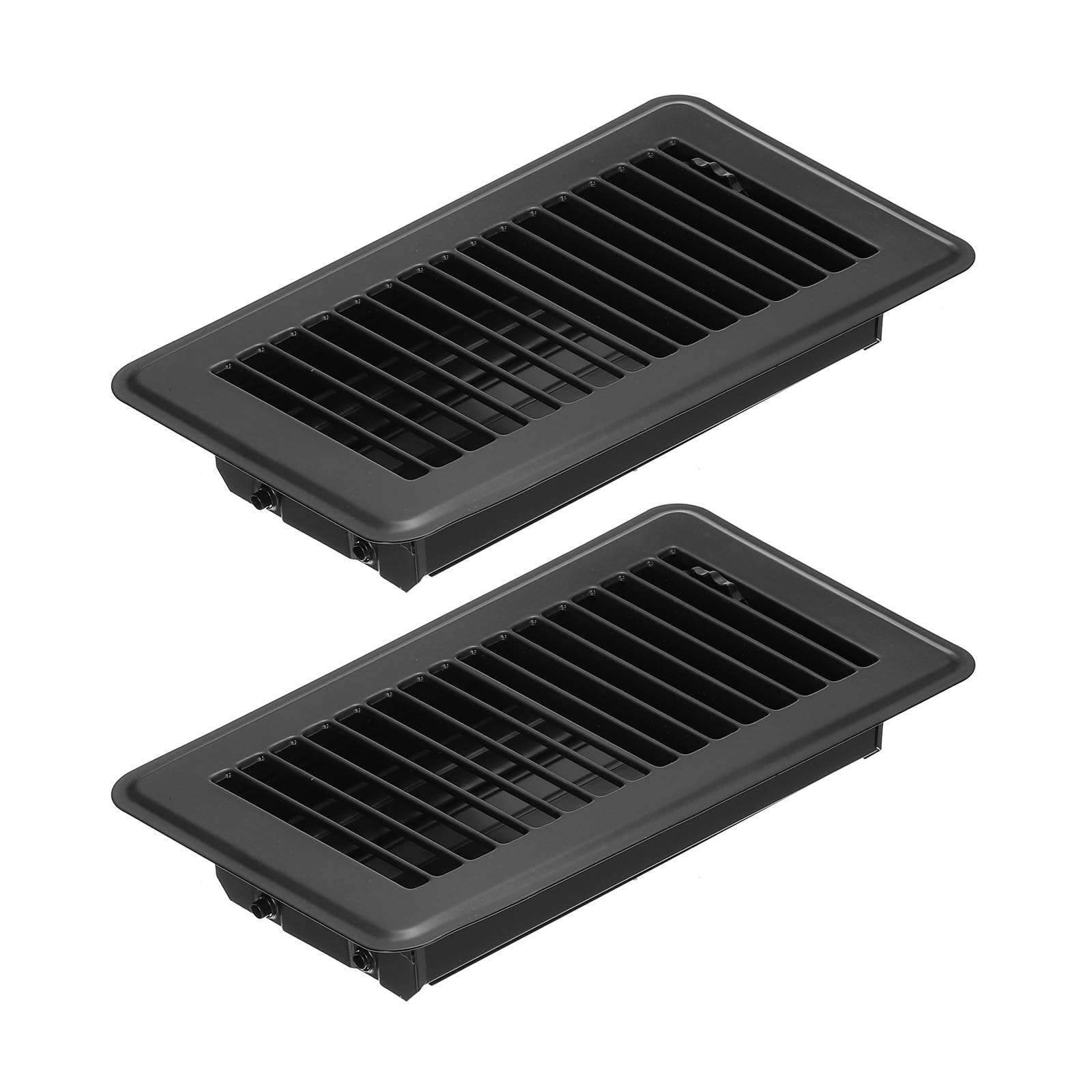 PATIKIL 8 x 4 Inch Floor Register, 2pcs Heavy Duty Air Vent Cover Steel Adjustable Decor Vents Easy Adjust Floor Grates for Sidewall Home Office, Black