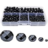 Chengmu Black Rondelle Glass Beads for Jewelry Making, Faceted Briolette Crytal Spacer Beads for Bracelet Necklace Earring (2mm 4mm 6mm 8mm 10mm Mixed Sizes, 1000pcs)