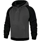 Fiuxzie Mens Hoodies Pullover Color Block Long Sleeve Fleece Hooded Sweatshirt