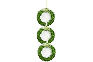 BOXWOOD VALLEY Boxwood Wreath Mini 6 inch Preserved Round Boxwood Wreath, Door Wall Hanging Window Wedding Party Decoration Farmhouse Decor(3 pcs)