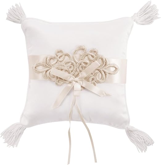 Amazon Com Longble White Elegant Wedding Rings Bearer Pillow
