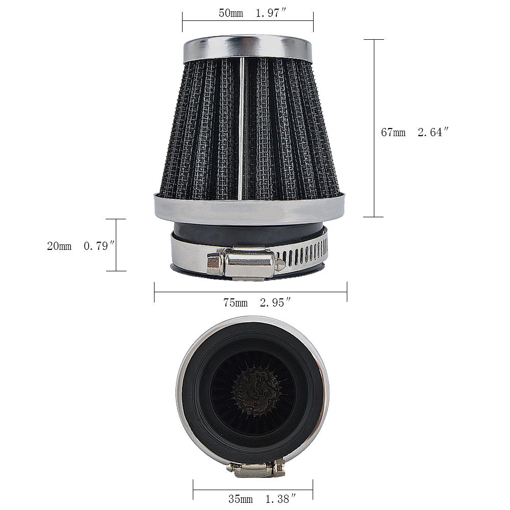 MUYI 4 Pcs 35mm/1.38in. Air Filters Motorcycle Universal Round Tapered Clamp-on Pod Cleaner Intake Filter for Yamaha Honda Suzuki Kawasaki Dirt Bike ATV Moped Pit Bike Scooter Vintage