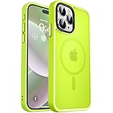 MOCCA Strong Magnetic for iPhone 15 Pro Max Case, [Compatible with Magsafe][13FT Military Drop Protection] Slim Translucent Matte Shockproof Case for iPhone 15 ProMax Case 6.7'' - Fluorescent Green