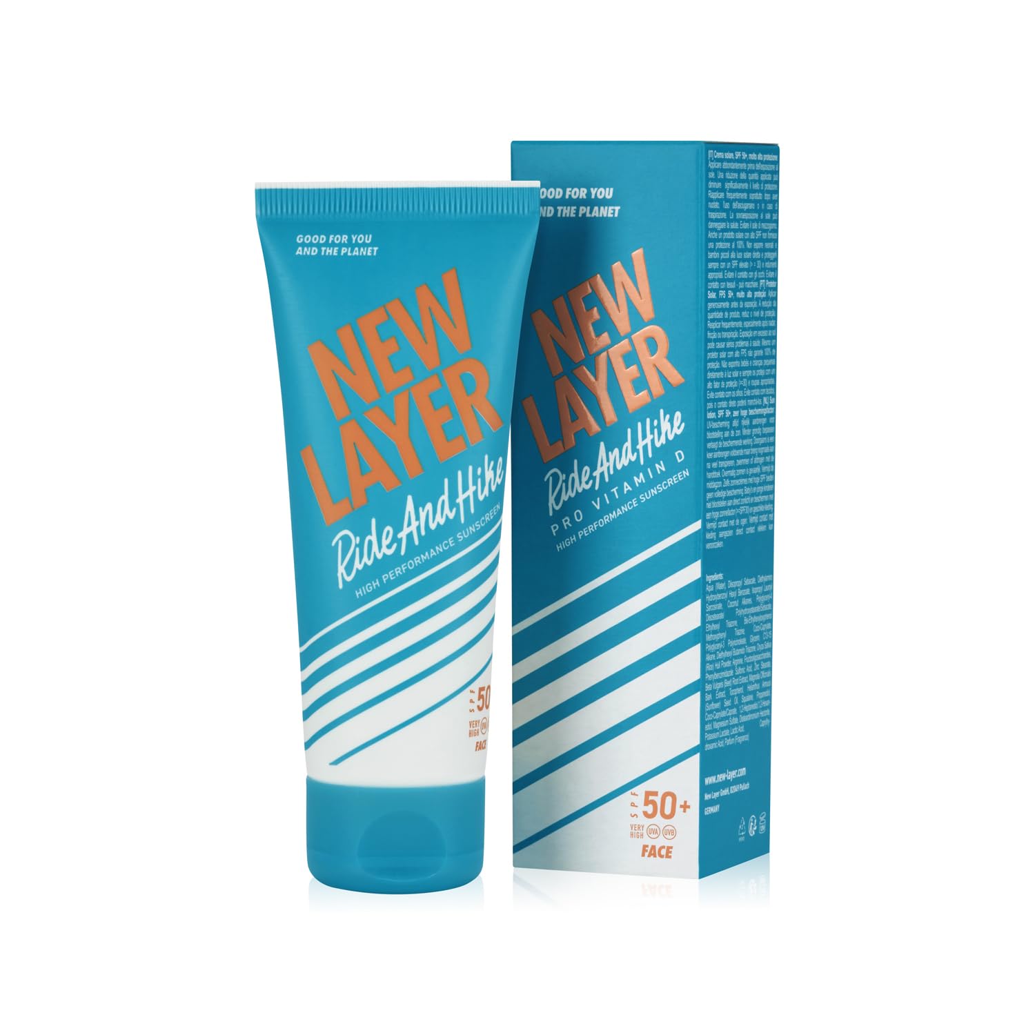 NEW LAYER Sunscreen Face | SPF 50+ | Pro Vitamin D | Fast absorbing | Long lasting | Free of microplastic | Reef-friendly | Free of oxybenzone & octocrylene | Water resistant (75ml)
