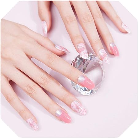 Amazon 日本の甘い花嫁ウェアラブルフラワーdiyマニキュアフェイクネイルステッカー女性elegentかわいいピンクフルカバー付け釘 ピンク Sexy Enjoy ビューティー 通販