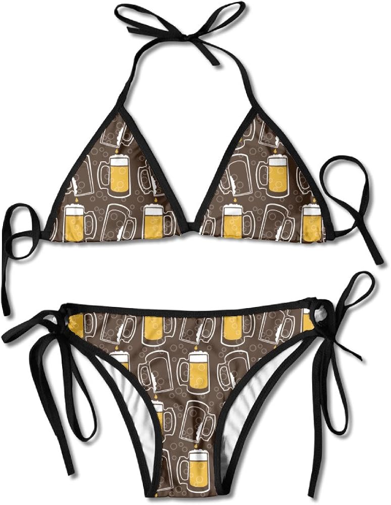Amazon Com Cool Drink Beer Print Bikini Swimwear Two Piece Swimsuit