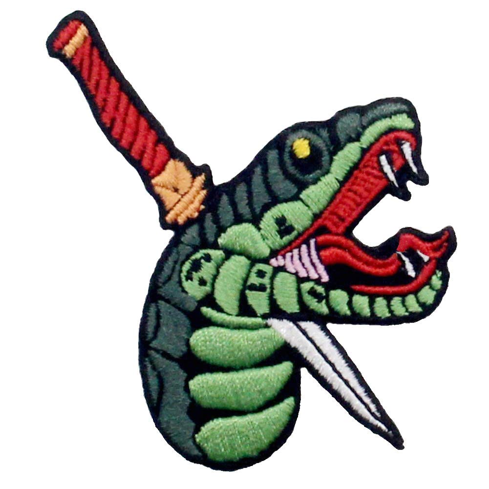 Snake and Dagger Patch Embroidered Badge Iron On Sew On Emblem