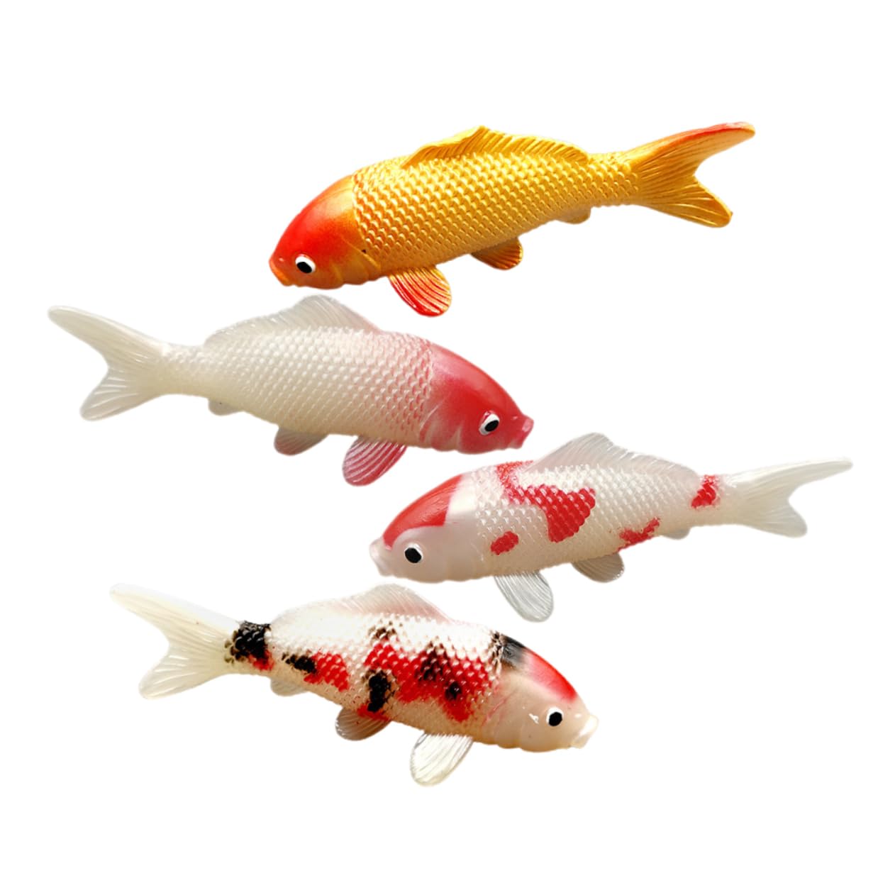 FUNOMOCYA Simulated Koi Ornaments 4Pcs Compact Decorative Carp Fish Props for Aquarium and Fish Tank Decoration Photography Home and Restaurant Use