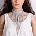 Qiaose Stunning Rhinestone Choker Necklace Women Statement Necklace Long Chain Necklace (Silver)