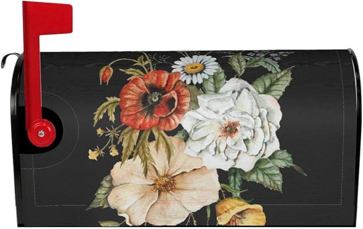 Fundas para buzón de correo, diseño de flores silvestres, color carbón