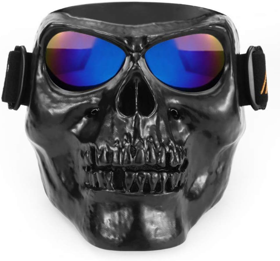 Leezo - Máscara para Hombre, Cascos de Motocicleta, Gafas, Calavera, Cara Completa, ABS, Resistente al Viento, para Disfraz de Halloween