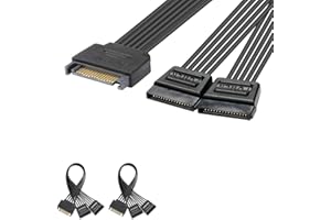 J&D 15 Pin SATA Power Y Splitter Cable (2 Pack), Male to Female, 8 inch