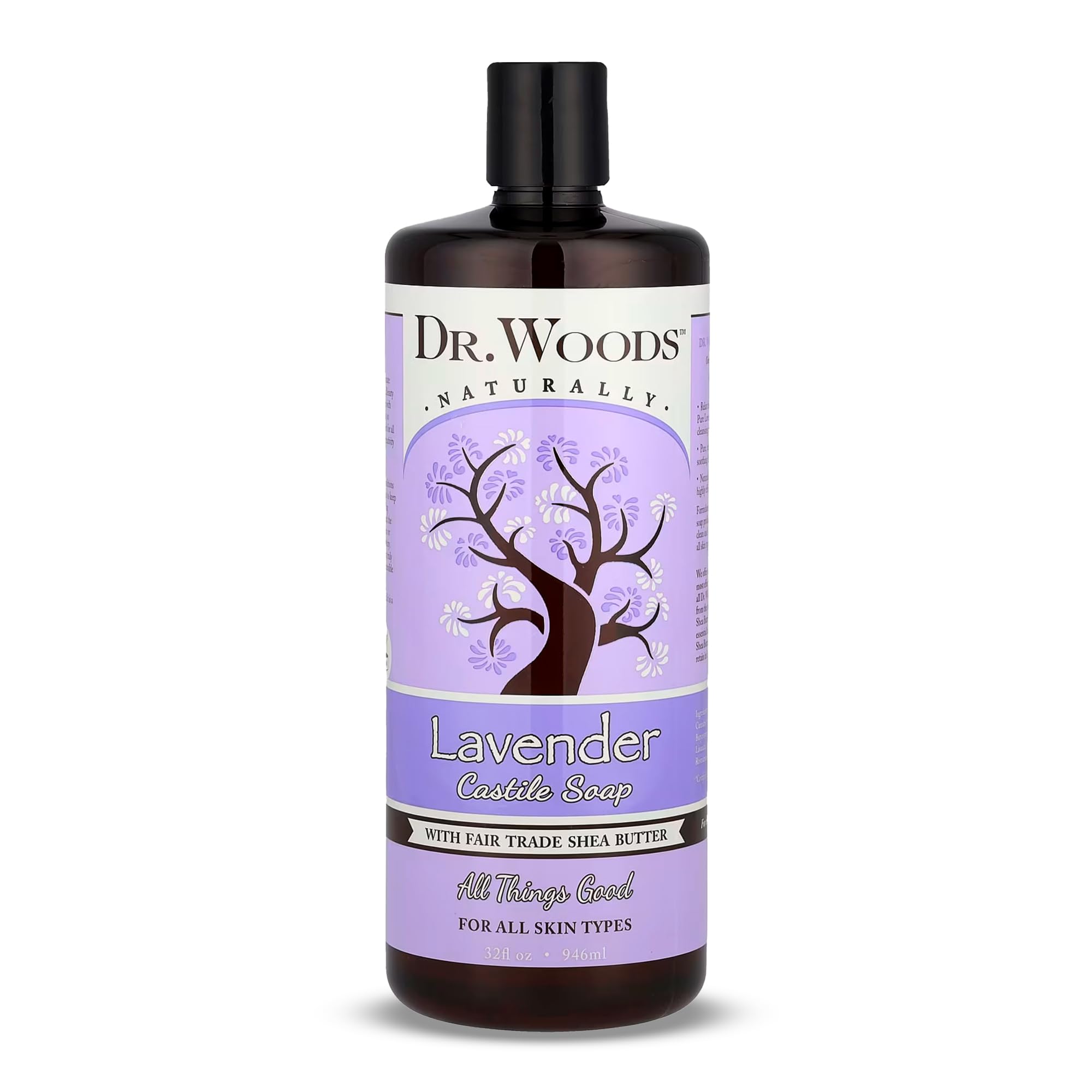 Dr. Woods Pure Lavender Castile Soap with Organic Shea Butter, 32 Ounce