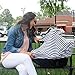 Parker Baby 4 in 1 Car Seat Cover for Girls and Boys - Stretchy Carseat Canopy, Nursing Cover, Grocery Cart Cover, High Chair Cover - Gray/White Stripes