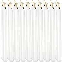 30 Pack White Taper Candles 10 Inch Dripless, Smokeless & Unscented - Paraffin Wax with Cotton Wicks for Burning Approxinatel