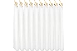 30 Pack White Taper Candles 10 Inch Dripless, Smokeless & Unscented - Paraffin Wax with Cotton Wicks for Burning Approxinatel