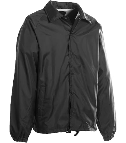 Augusta Sportswear Lined Nylon Coach's Jacket, 2XL, BLACK at