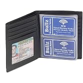 Bullz Leather European Bifold Hipster Mens Wallet With Heavy Duty Vinyl Wallet Insert (Black)