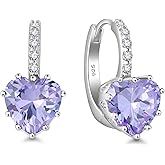 Starchenie Heart Earrings 925 Sterling Silver Birthstones Leverback Earring Gift for Women