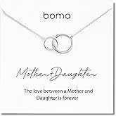 Boma Jewelry Sentiments Collection Mother & Daughter Sterling Silver Two Interlocking Circles Necklace, 18 Inches