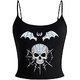 Verdusa Women's Gothic Graphic Print Camisole Tops Club Party Slim Fit Going Out Tops