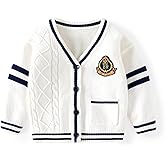 warmstraw Boys Girls School Uniform Cardigan Sweater Soft Cotton V-Neck Soft Cotton Knit Outerwear