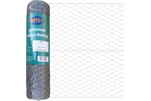 MTB SUPPLY 20GA Galvanized Hexagonal Poultry Netting Chicken Wire 24 inches x 25 feet x 1 inch Mesh