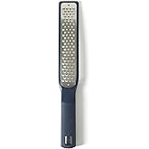 Calphalon Prime Stainless Steel Handheld Grater Lemon Zester W/Cover & Rubber Handle - Navy Blue