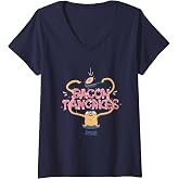 Women's Adventure Time Jake Bacon Pancakes Cartoon V-Neck T-Shirt