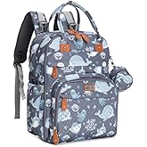 BabbleRoo Diaper Bag Backpack - Baby Essentials Travel Tote - Multi Function Water Resistant Diaper Bag, Travel Essentials Baby Bag with Changing Pad, Stroller Straps & Pacifier Case - Sea Animals