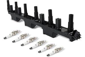 DEEGOOLY UF296 Ignition Coils Pack & Iridium Spark Plugs Compatible with Jeep Cherokee, Grand Cherokee, TJ, Wrangler 2.4L 2.5L 4.0L 4.7L Replaces# 5C1181, 5C1182, 250056