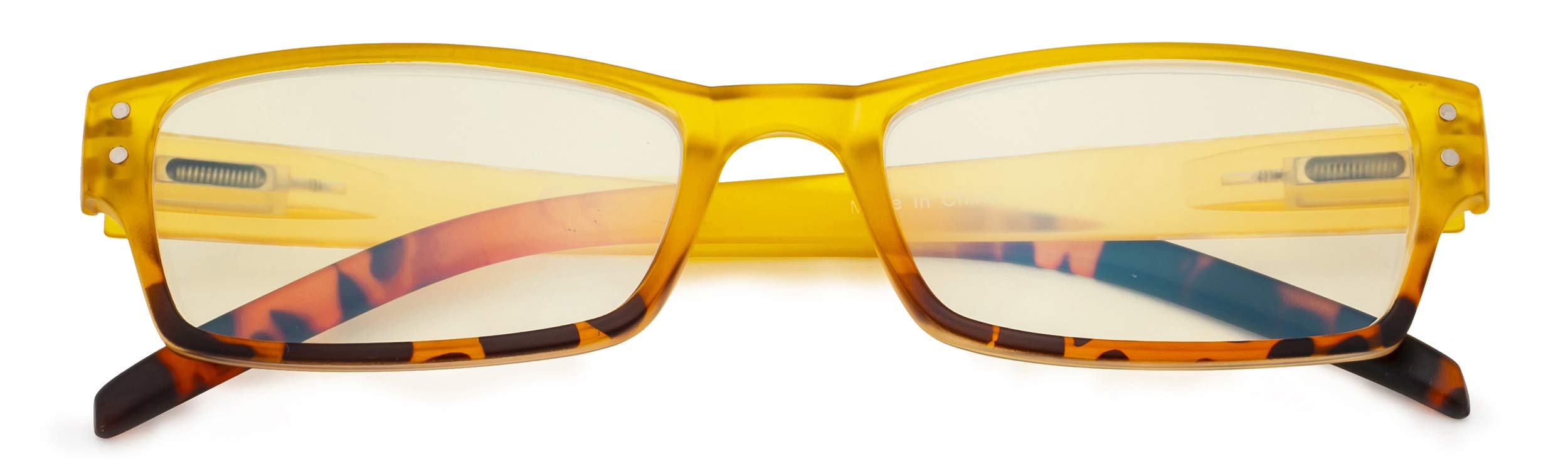 CessBlu Ladies Fashion Blue Light Filter Computer Glasses Anti UV Rays Glare Reader Eyeglasses for Women Reading Screen (Yellow)+3.0