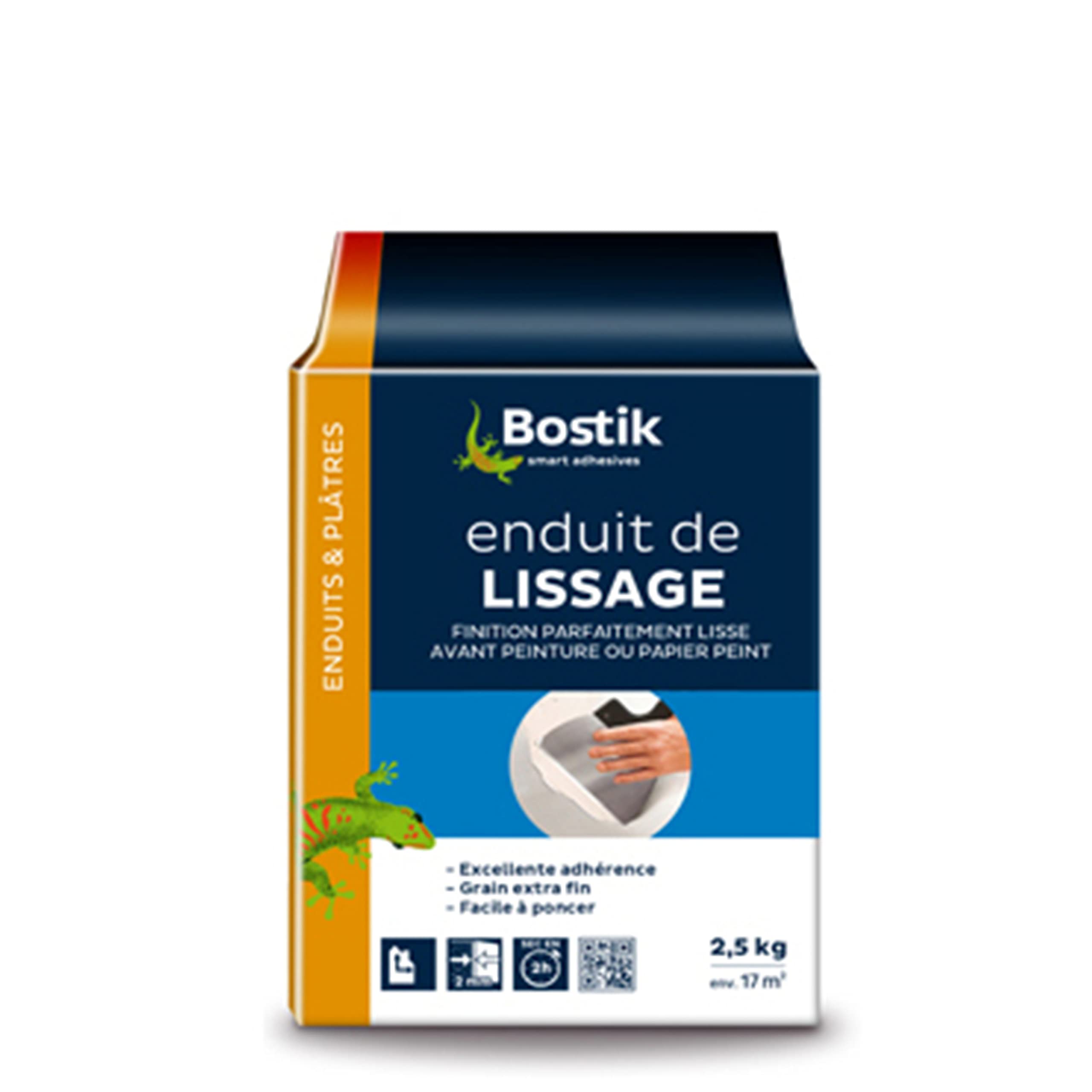 Bostik Smoothing Powder Coating, Smoothing and Mask up to 2 mm, Easy to Sand, All Supports, Indoor Use, White, 2.5 kg Bag
