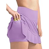 Haloumoning Girls Athletic Tennis Golf Skirts with Shorts Kids High Waist Ruffle A-line Skorts with Pockets 5-14 Years