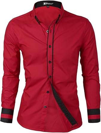 men's red formal shirt