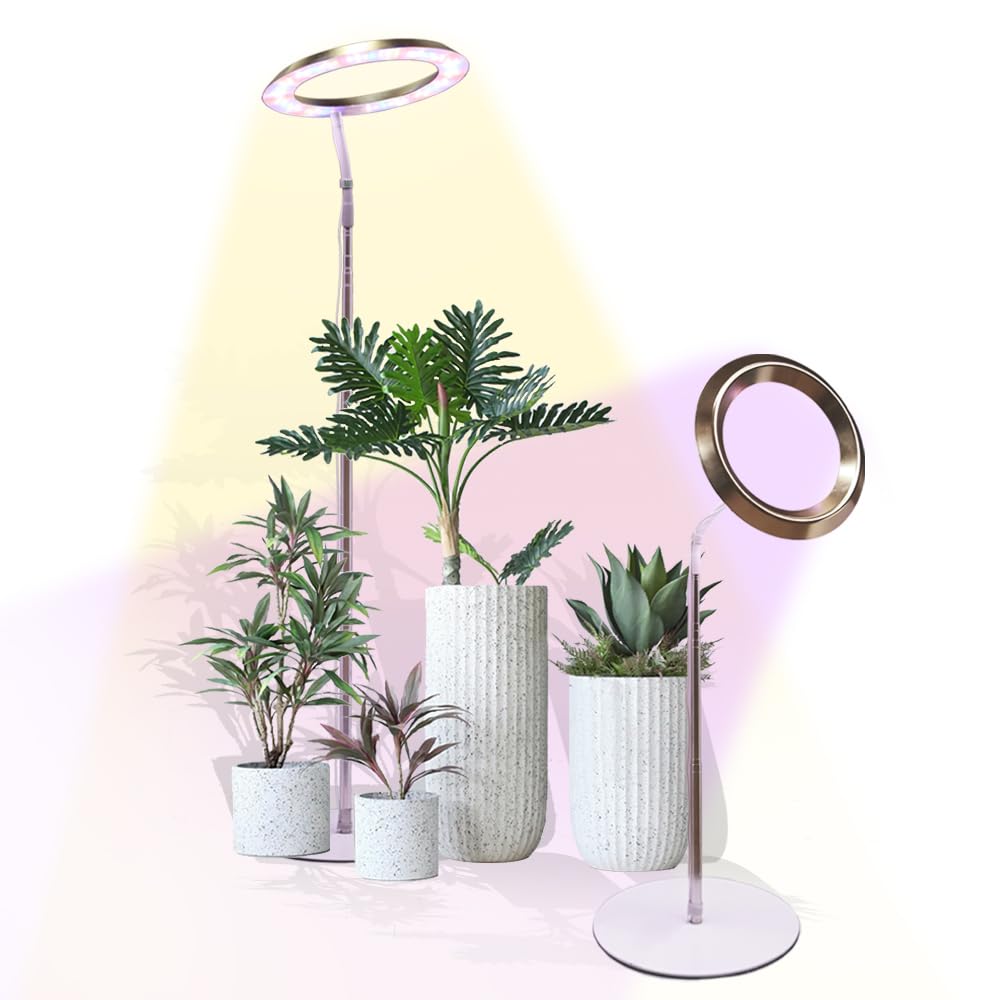 Photo 1 of ***(PARTS ONLY -SELLING AS IS )*** Qux 10” Halo Pro Grow Light, Full Spectrum LED Plant Grow Lamp with 3 Kind of Light Colors switchover & 10-Level Dimmable, Auto On Off Timing 4/8/12Hrs for Indoor Larger Plants (Gold) ***(SOME SCUFFS/SCRATCHES, BOX RIP