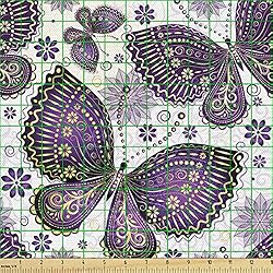 Ambesonne Natural Fabric by The Yard, Butterflies