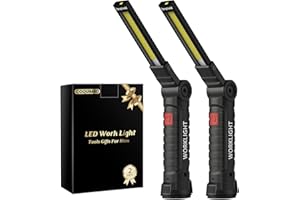 Coquimbo Christmas Stocking Stuffers White Elephant Gifts for Adults Men Him Dad, Rechargeable LED Work Light BBQ Grill Accessories Magnetic Flashlight, Mechanic Light Tools Mens Gifts (2 Pack Black)
