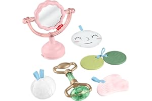 Fisher-Price Baby Toys Mini Me Moments Self-Care Sensory Set 6-Piece Rattle & Teether Activities for Newborns Ages 3+ Months