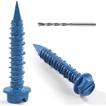 1/4" X 1-1/4" Hex Head Diamond Tip Concrete Screws - Anchor Into Masonry, Block, Brick