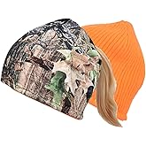 EDTREK Womens Performance Reversible Ponytail Beanie - Windproof Fleece Winter Hat for Hiking Hunting Fishing