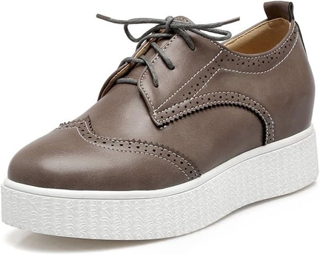 Damen Schnürhalbschuhe mit dicken Sohlen AntiRutsch Klassische Bequeme Lässige Flache Damen
