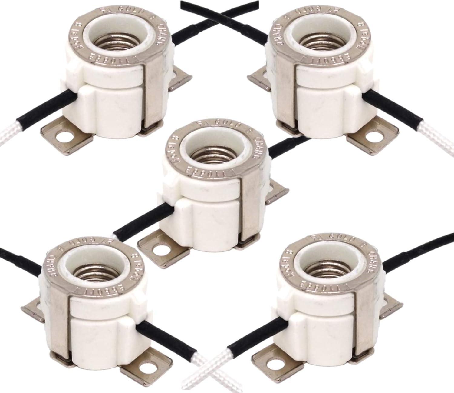 5 Pack E11 MiniCandelabra Screw Ceramic Lampholder Socket, E11 mini