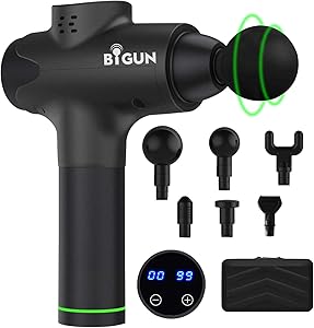 Deep Tissue Muscle Massage Gun - Massage Gun for Athletes - Massager Gun with 10-Speed Levels - Body Massager Handheld with 6 Massage Heads - Percussion Massage Gun for Gym & Home
