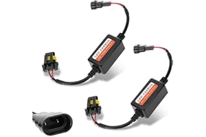 dawfall 2 PCS Car 9006/HB4/9012 LED Light Decoder, Radio Audio LED Filter Adapter, LED Harness Flashing Fault Warning Error Decoder, Universal for Car LED Interference Elimination Accessories (Black)