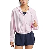 Wyeysyt Women's UPF 50+ UV Sun Protection Cropped Jackets Athletic Running Workout Shirts Zip Up Hoodie Outdoor Jackets(Pink-L), Large