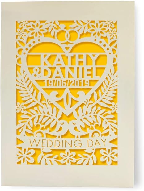 Personalised Wedding Card Laser Cut Wedding Anniversary Card Congratulations Wedding Gift Newlyweds Mr Mrs Card With Envelopes Hand Finished In Uk Gold Design 02 Amazon Co Uk Welcome