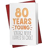 Karto Funny 80th Birthday Card for Men Women - Large 5.5 x 8.5 inch 80 Years Old Greeting Card - Years Young