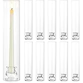 Inweder Glass Hurricane Candle Holder: 12" Tall Candlestick Holder Bulk with Cylinder Windproof Cover Set of 10 Clear Taper Candle Holders for Wedding Party Birthday Christmas Decor