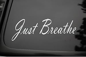 FIVE STAR GRAPHICS Just Breathe Vinyl Sticker Decal (V94) Wellness Inspiration Yoga Meditation (Black)